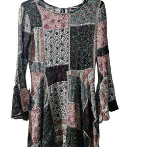 AMERICAN EAGLE OUTFITTERS -XS/TP-TUNIMINI DRESS PATTERN MACHES WINE/BLUES COLORS